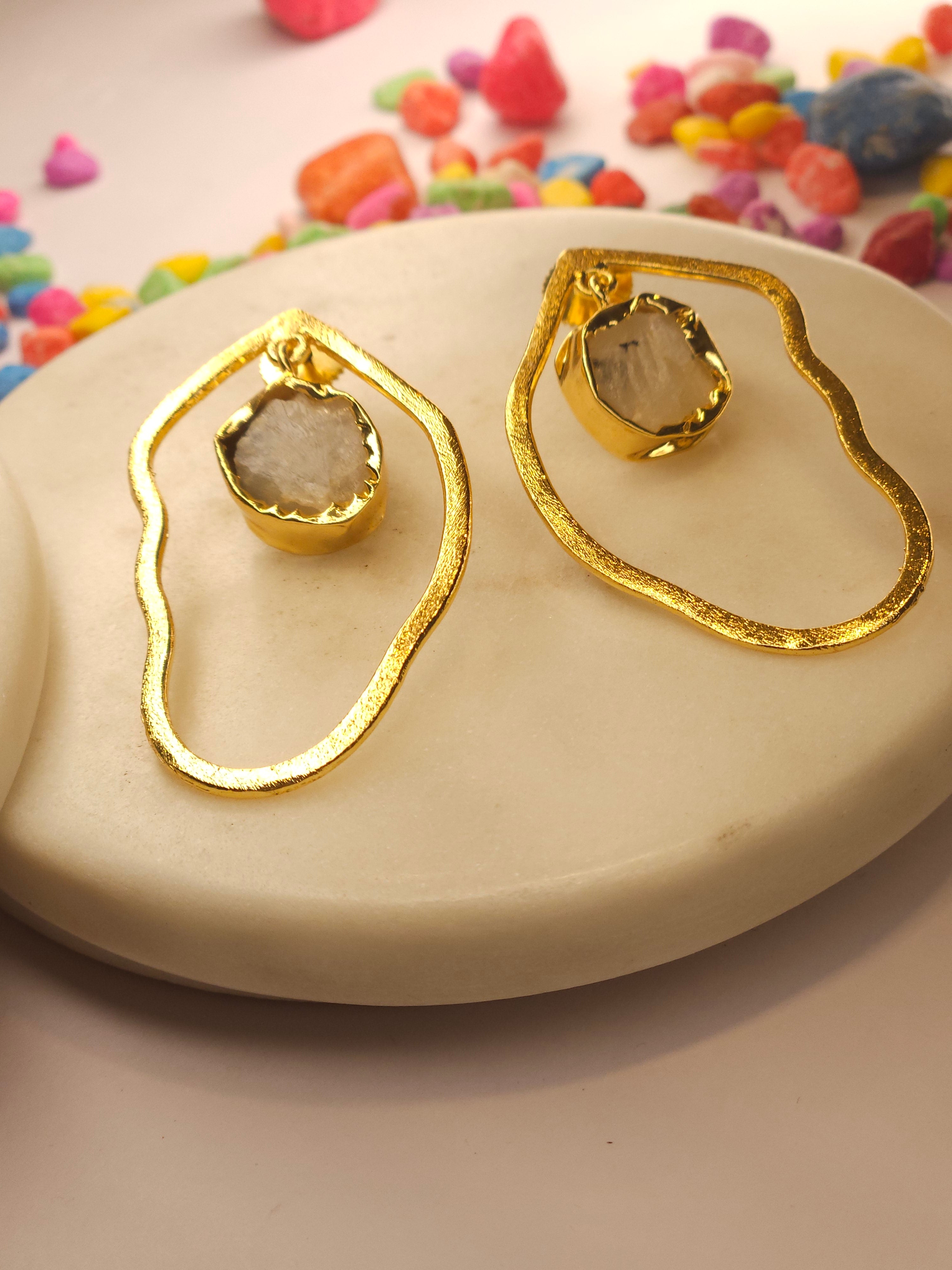 Brass Earrings- Purple