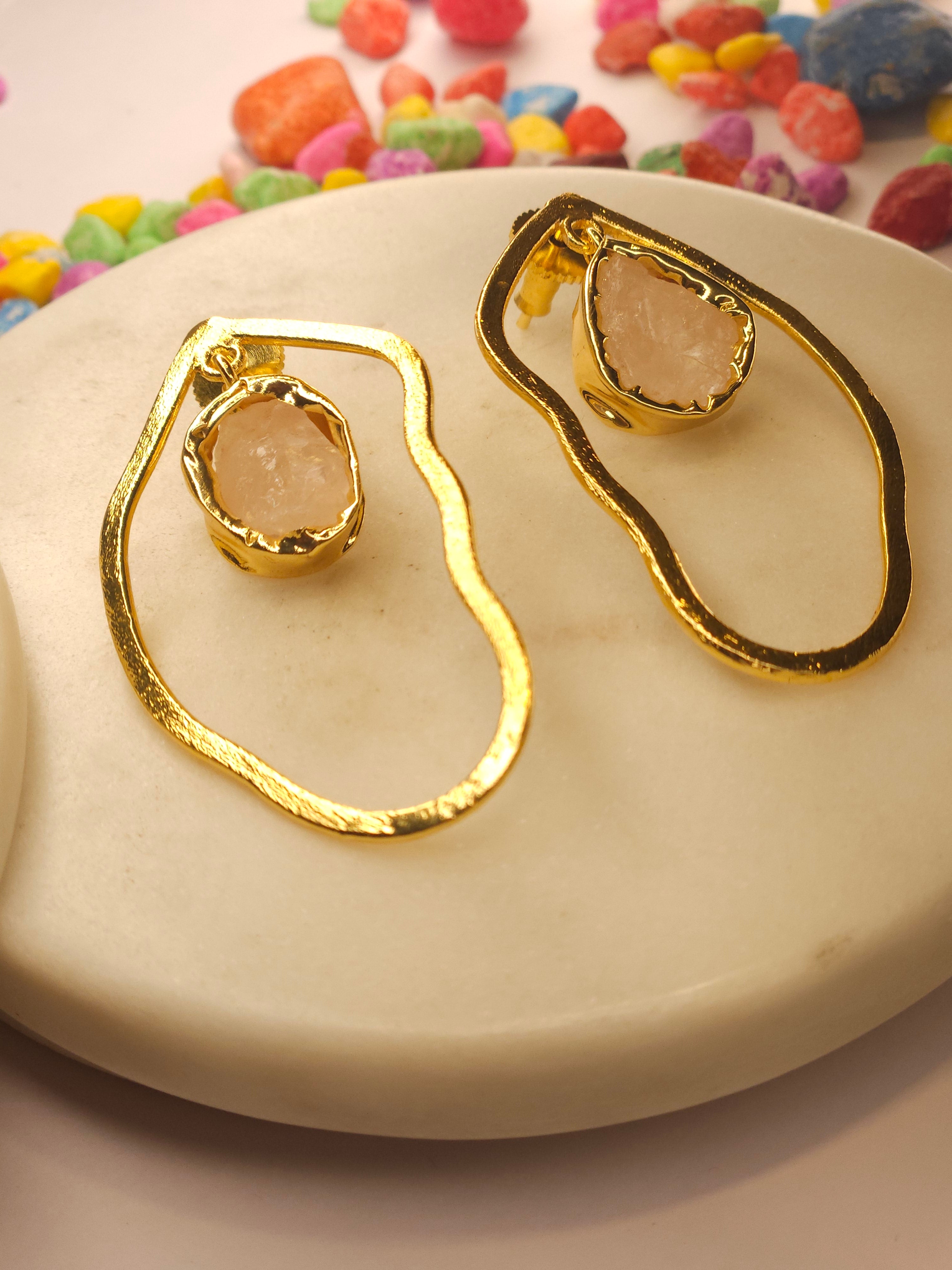 Brass Earrings- Purple
