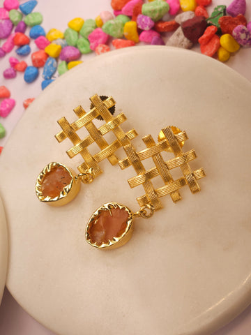 Brass Earring- Grey